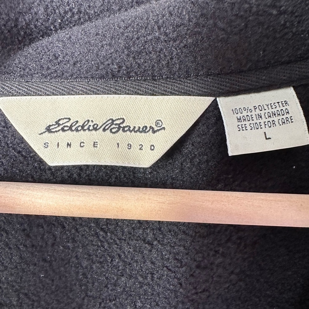 Eddie Bauer Black PolarTec Fleece Zip Up Jacket Size L - Picture 8 of 9